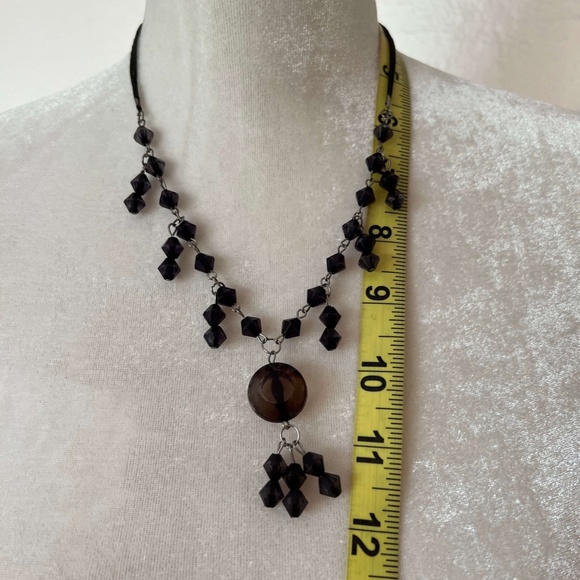 VINTAGE: Black Beaded Chain Necklace - Adjustable Length - Picture 6 of 7